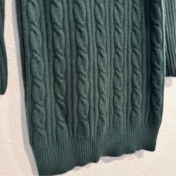 j crew cashmere wool blend preppy forest emerald green cable knit sweater dress - Picture 3 of 6